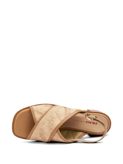 Frau Herringbone-effect Crossover-strap Sandals In Brown