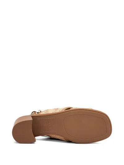 Frau Herringbone-effect Crossover-strap Sandals In Brown