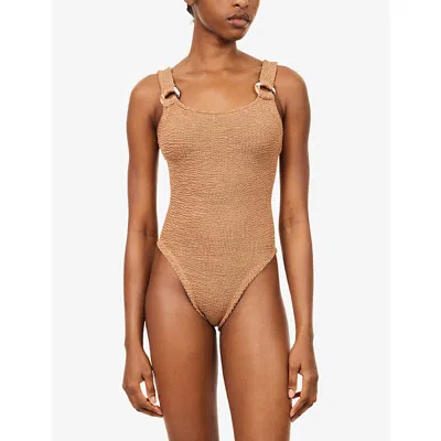 Hunza G Domino One Piece In Metallic Cocoa