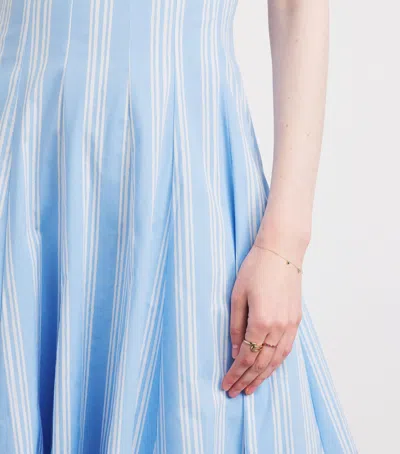 Staud Wells Paneled Striped Cotton-blend Poplin Midi Dress In Blue