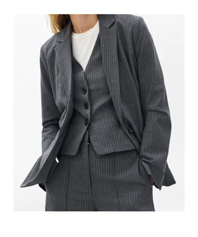 Rag & Bone Striped Combination Suit Jacket In Black