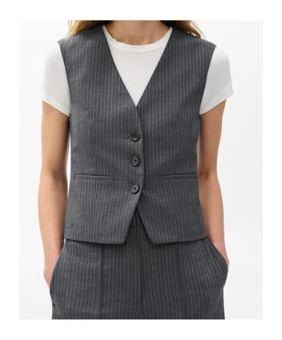 Rag & Bone Striped Combination Suit Jacket In Black