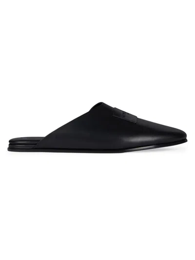 Givenchy Label Flat Mules In Nappa Leather In Black