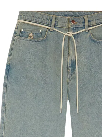 Aboutblank Drawstring Logo-detail Jeans In Green