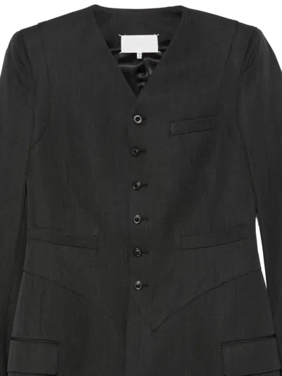 Maison Margiela Elegant Nested Wool Jacket With Adjustable Strap In Gray