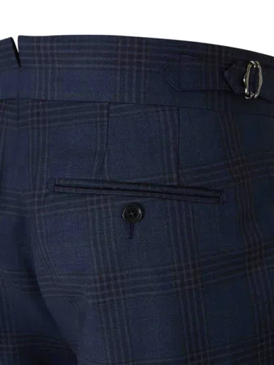 Scabal® Check-pattern Pleated Trousers In Blue