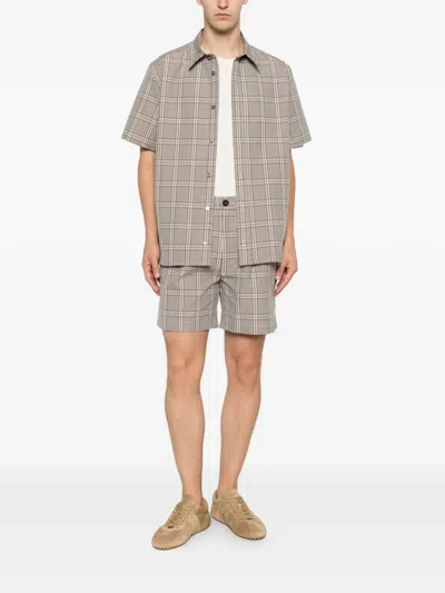 Amaranto Check-pattern Pleated Shorts In Neutral