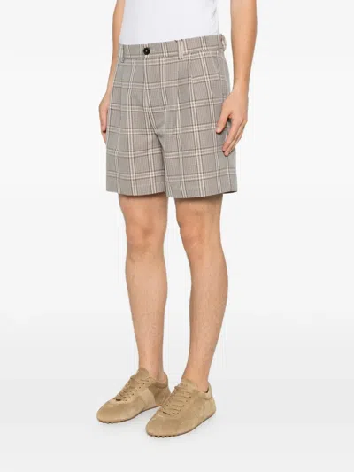 Amaranto Check-pattern Pleated Shorts In Neutral