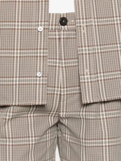 Amaranto Check-pattern Pleated Shorts In Neutral