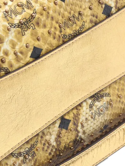 Pre-owned Mcm 00s Visetos Python-embossed Tote Bag In Yellow