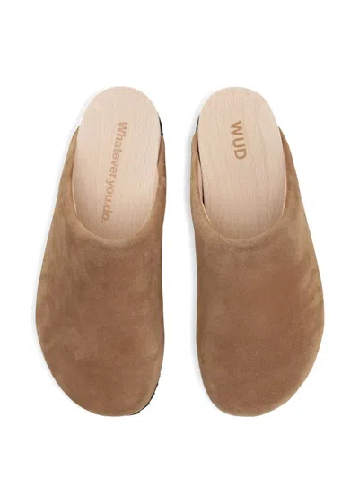 Wud Suede Clogs Sandals Brown In Brown