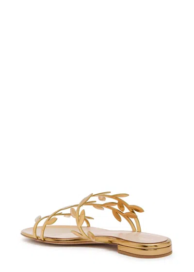 Gianvito Rossi Woman Sandals Gold Size 6 Leather In Animal Print