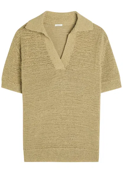 Joseph Rian Knit Cotton-blend Polo Top In Green