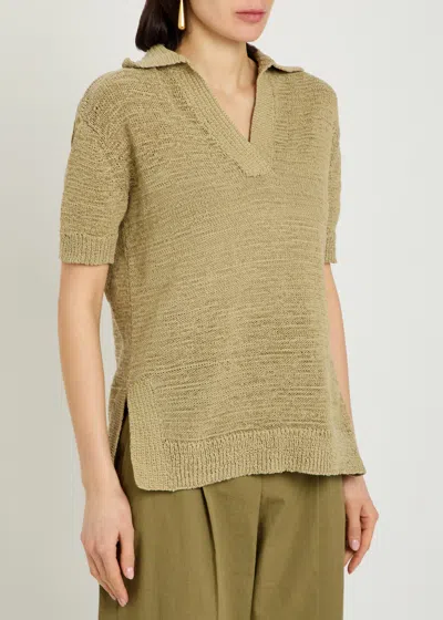Joseph Rian Knit Cotton-blend Polo Top In Green
