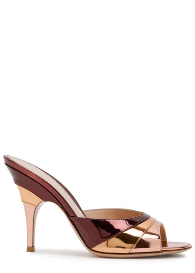 Gianvito Rossi Metallic Finish Stiletto Heel Open Back Mules In Brown