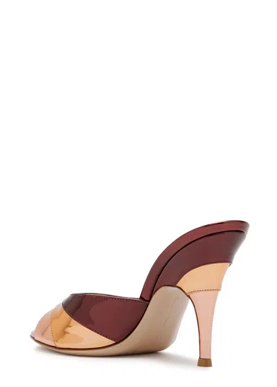 Gianvito Rossi Metallic Finish Stiletto Heel Open Back Mules In Brown