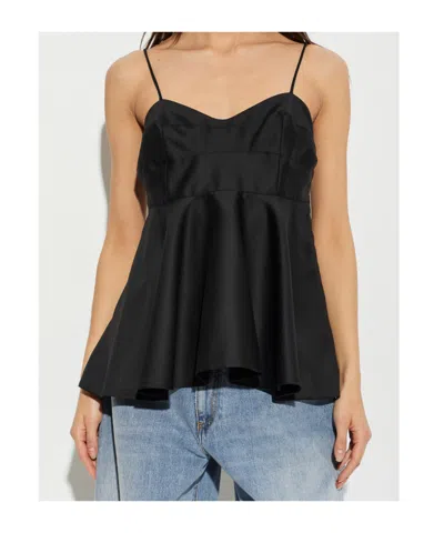 Rohe Paneled Duchesse-satin Peplum Bustier Top In Black