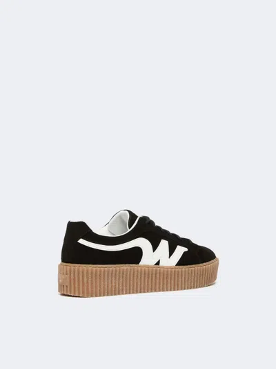 Weekend Max Mara Split Leather Logo Sneaker In Animal Print