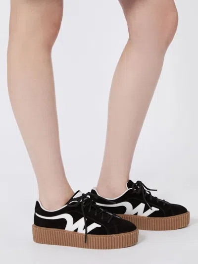 Weekend Max Mara Split Leather Logo Sneaker In Animal Print