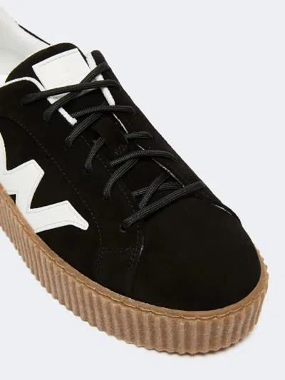 Weekend Max Mara Split Leather Logo Sneaker In Animal Print