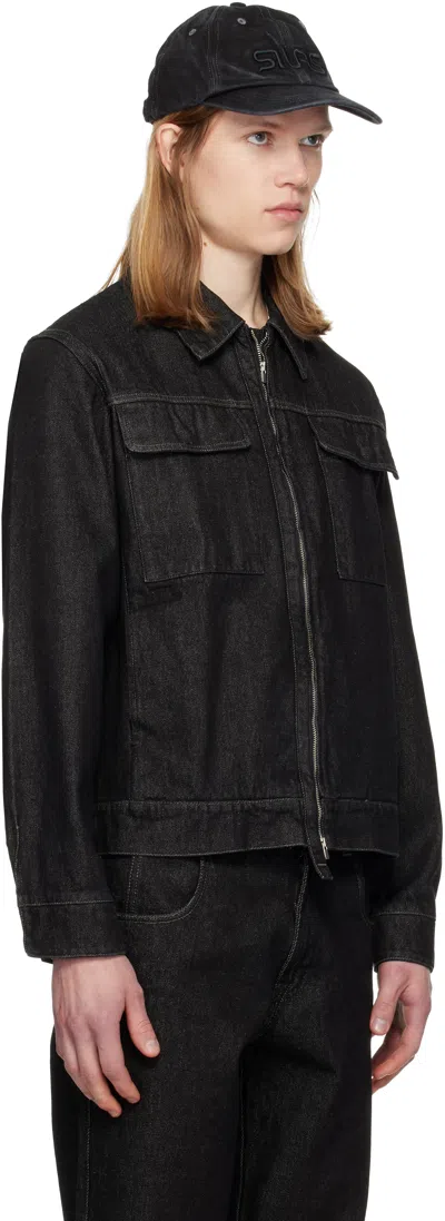 Silas Black Blouson Denim Jacket In Black