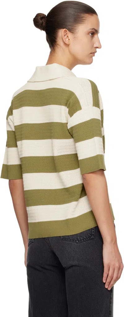 Ami Alexandre Mattiussi Ami Paris Ami De Coeur Striped Cotton Knit Polo Shirt In Brown
