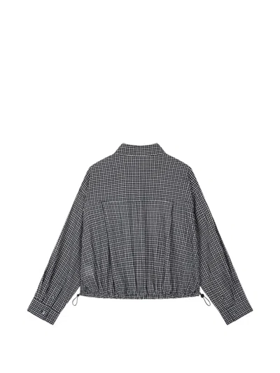 Tomboy Check-pattern Drawstring Shirt In Black