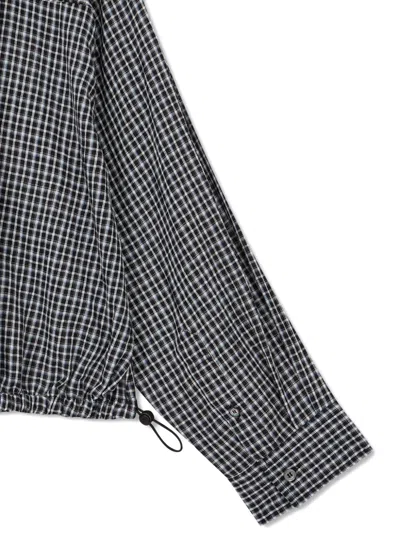 Tomboy Check-pattern Drawstring Shirt In Black