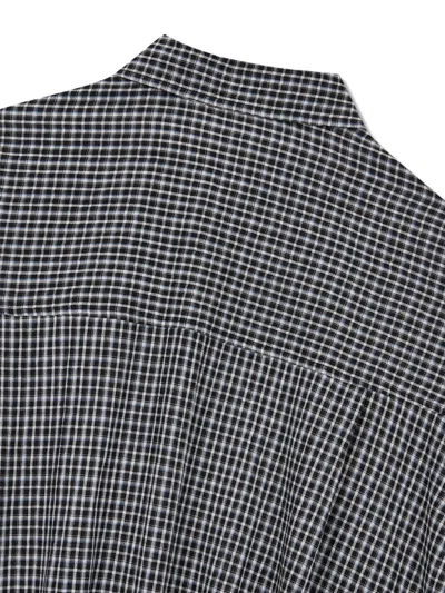 Tomboy Check-pattern Drawstring Shirt In Black