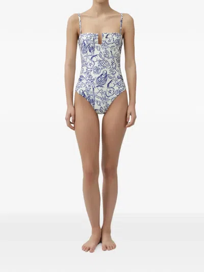 Simkhai Womens Blueberry Multi Ottilie Strapless Swimsuit In Blue