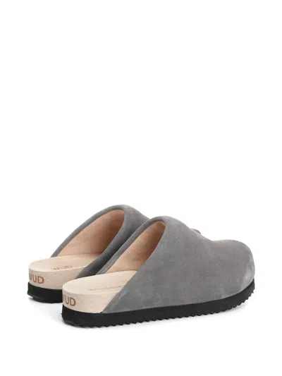 Wud Suede Clogs Sandals Grey In Gray
