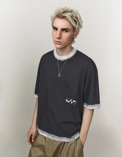 Bershka Boxy Fit Printed T-shirt In Gray