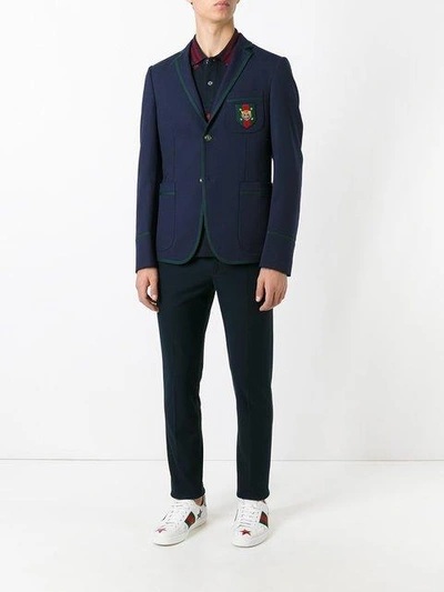 Gucci Cambridge 70s Stretch Twill Jacket In Blu Verde ModeSens