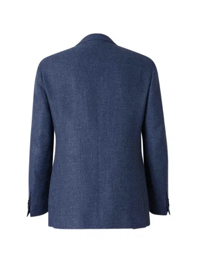 Scabal® Kenton Single-breasted Jacket In Blue
