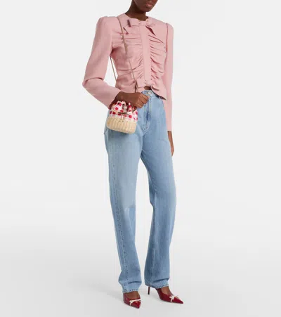 Jimmy Choo Womens Ruby Red Mix/natural Bon Bon Gingham Cotton Top-handle Bag In Multi