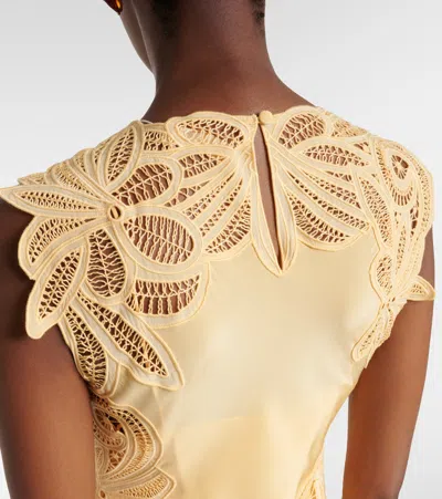 Ulla Johnson Idra Embroidered Silk Crepe De Chine Maxi Dress In Yellow