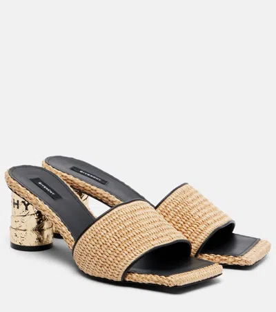 Givenchy Tape 65mm Raffia-effect Heeled Mules In Brown