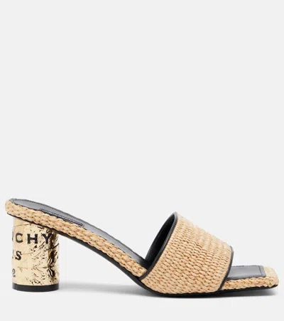 Givenchy Tape 65mm Raffia-effect Heeled Mules In Brown