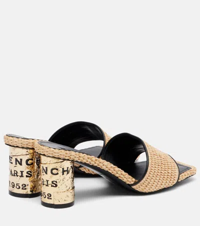 Givenchy Tape 65mm Raffia-effect Heeled Mules In Brown