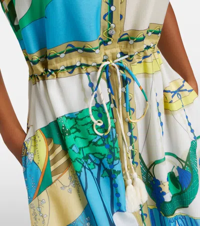 Tory Burch Printed Silk And Cotton-blend Midi Shirt Dress In Multi