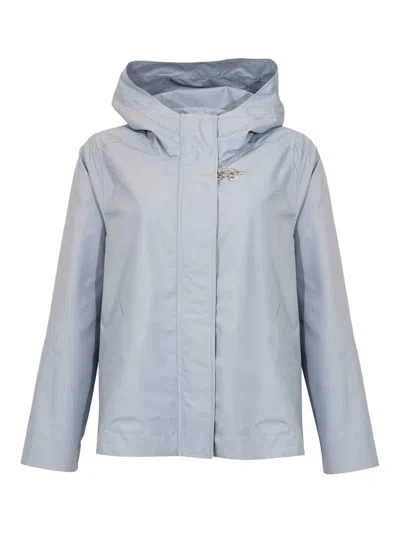 Fay Short Parka In Technical Poplin With Hook In Blue
