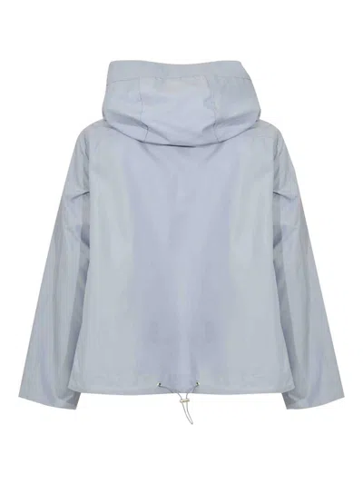 Fay Short Parka In Technical Poplin With Hook In Blue