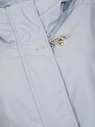 Fay Short Parka In Technical Poplin With Hook In Blue