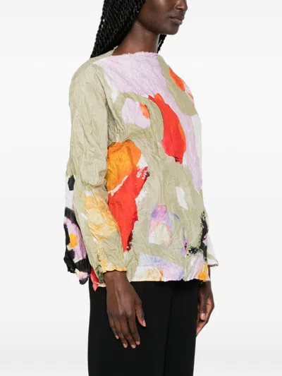 Daniela Gregis Abstract-print Crinkled Blouse In Multi