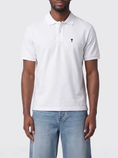 Ami Alexandre Mattiussi Ami Paris Men Cotton Polo Shirt With Iconic Embroidery In White