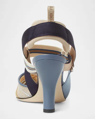 Fendi Colibri Patchwork Mesh Slingback Pumps In Multi