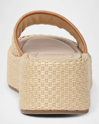 Fendi Sunshine Raffia Platform Slide Sandals In Gold