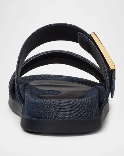 Fendi Double-band Embroidered Slides With Decorative Buckle In Multi