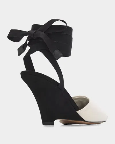 Jacquemus The High Espadrilles Colorblocked Wedge Mules In White
