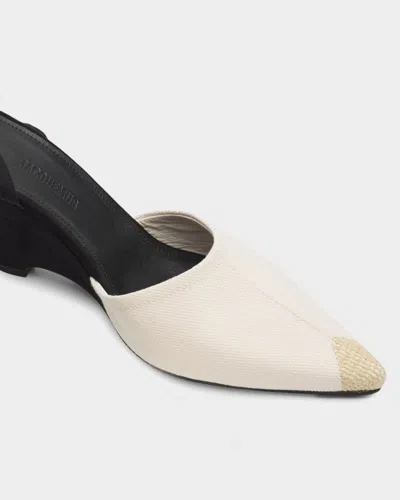 Jacquemus The High Espadrilles Colorblocked Wedge Mules In White